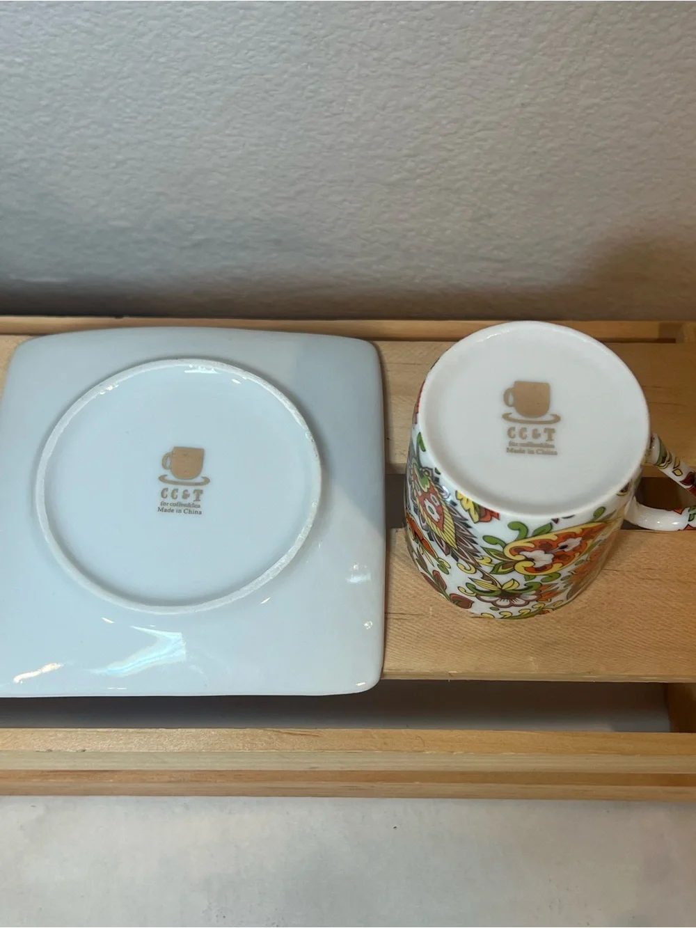☀️2/$20 Brightly Colored Floral Demitasse Espresso Cup & Square Saucer Set | EUC